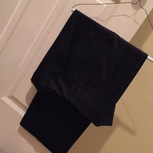 Black wool/nylon blend cropped flat front pant
